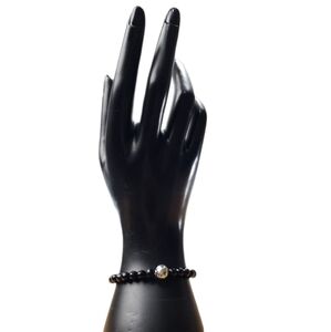 C & H Black Beaded Sterling Ball Bracelet